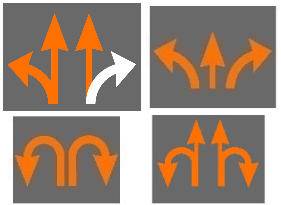 תמרור: חצים כתומים על הכביש